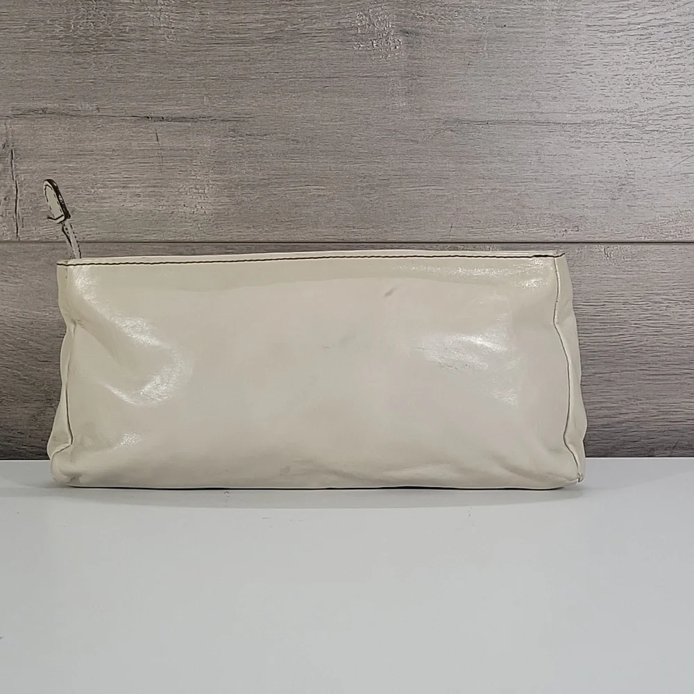 Kate Landry Cream Studded Double-Pocket Wristlet Clutch Bag